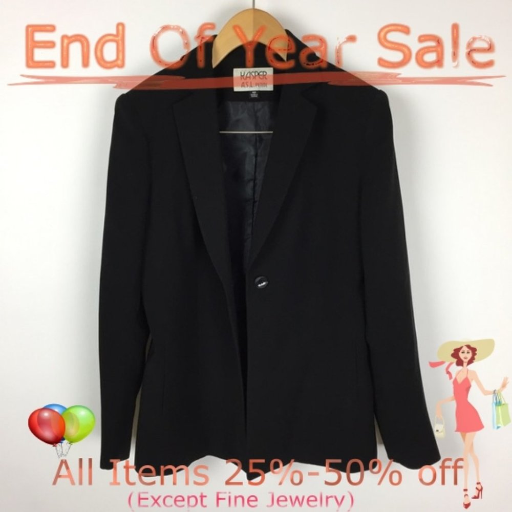 Women’s Kasper One-Button Blazer, Black, size 4P